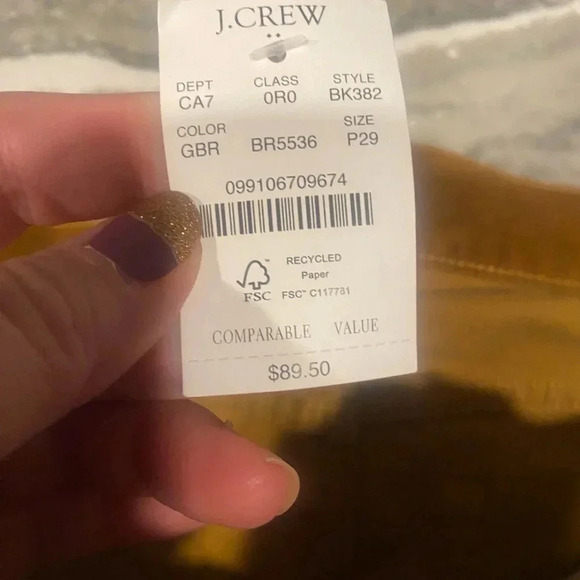 J.CREW Mid Rise Skinny Micro Corduroy Pants 29 P Petite Golden Brandy Mustard - Picture 4 of 8